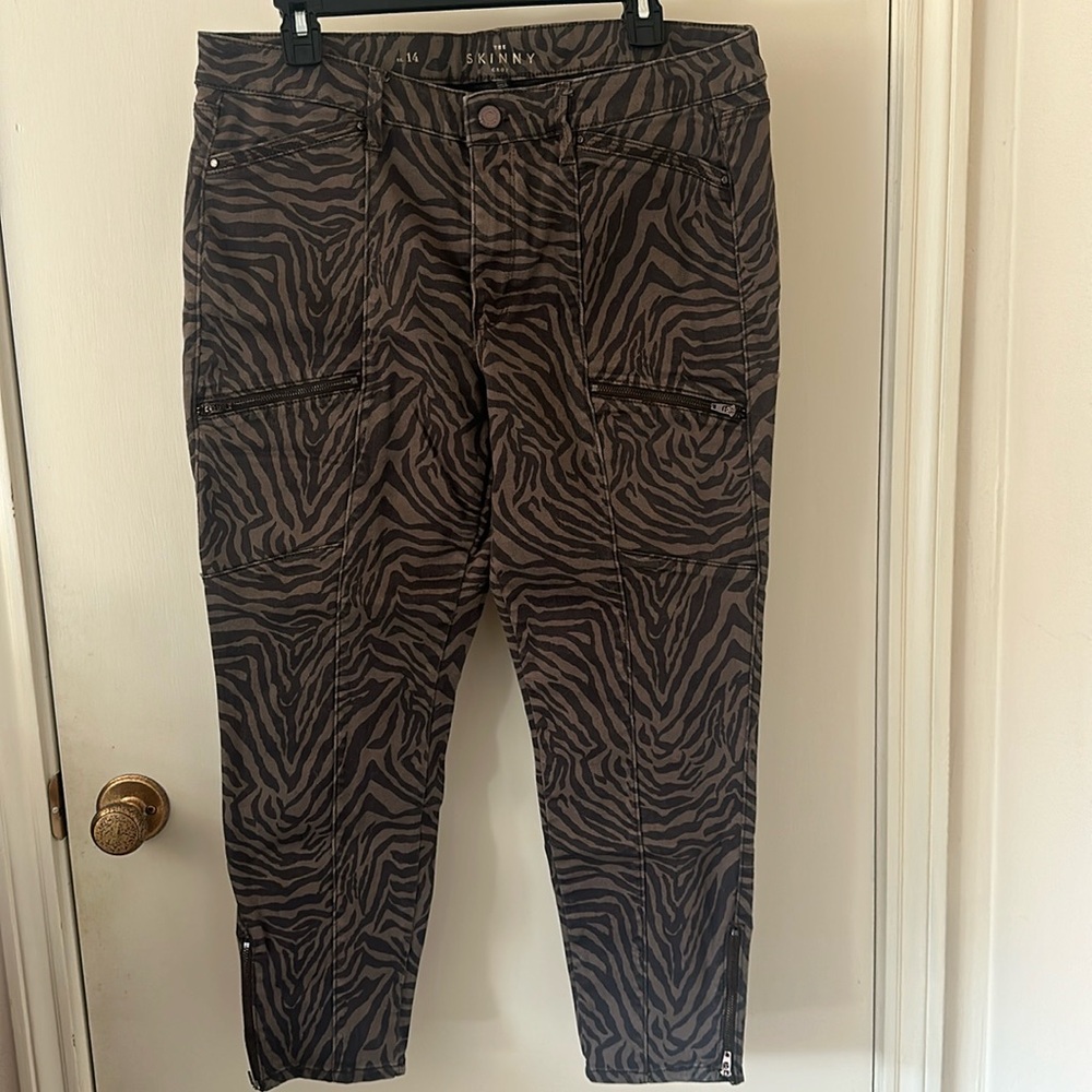 White House Black Market- Zebra print cargo cropped jeans